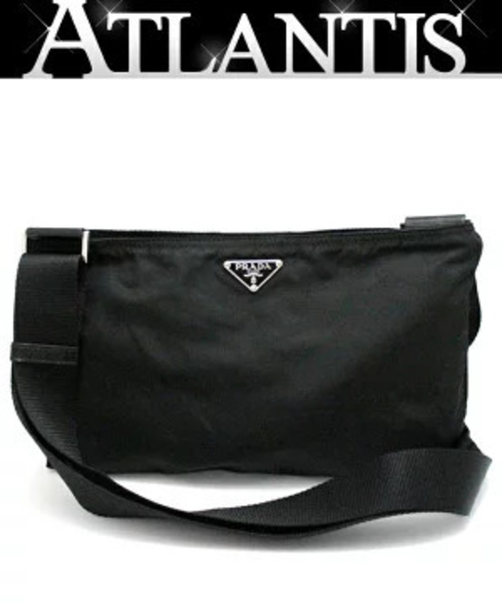 Prada Triangle Shoulder Bag Gusset Black